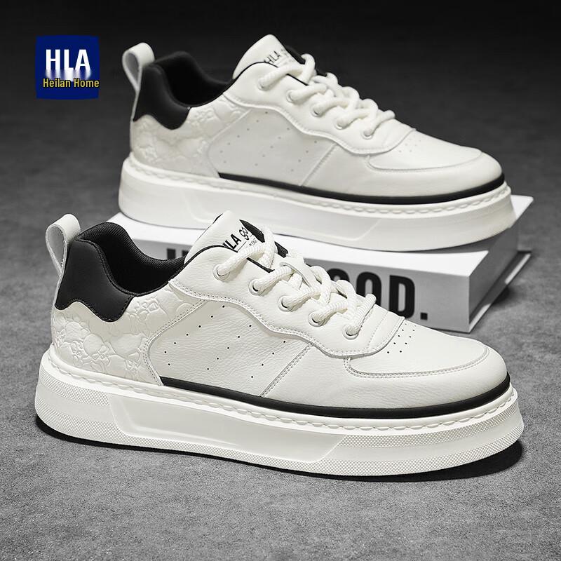 HLA Men s Classic E169 Platform Casual White Sneakers 42