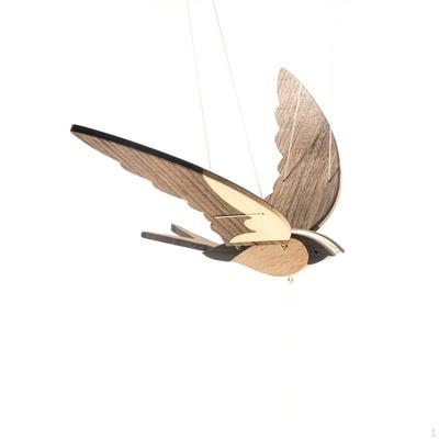 Flying Swallow Wind Chime Wooden Hanging Ornament, DIY Collectible Artwork Home Decor Creative for