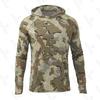 Mens Camo Hooded Fishing Shirt Quick Dry UV Protection Outdoor Camping Hiking Lightweight Breathable Performance Top