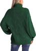 2026 Autumn/Winter Women's Loose High Neck Cable Knit Sweater Pullover