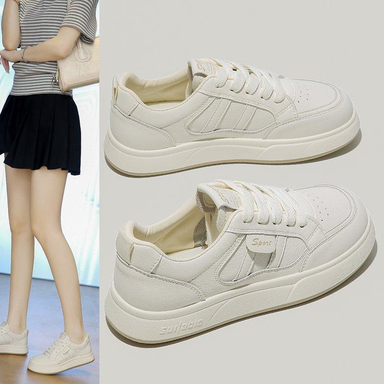 Leather little white shoes women's 2025 spring and autumn new versatile shoes breathable casual shoes summer soft-soled sports shoes women's