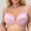 Front-clasp Plus-size Solid-color Push-up Bra with Underwire Cross-border European and American Underwear
