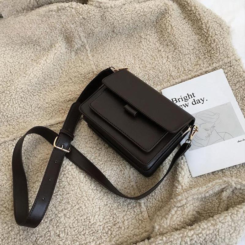 Vintage ramenní taška pro ženy PU kůže Small Square Bag Fashion Crossbody kabelka Nová trendy dámská kabelka vak