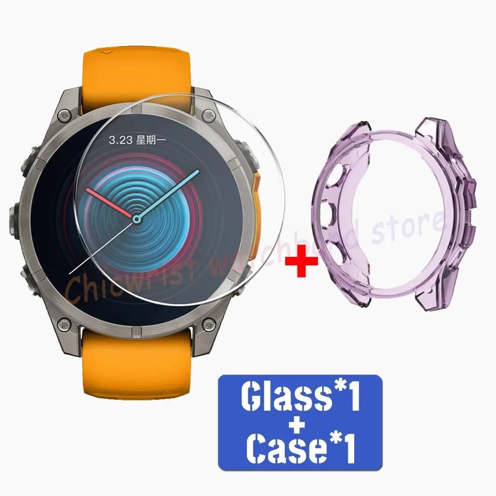 TPU Case+Tempered Glass For Garmin Fenix 8 51mm 43mm 47mm Screen Protector Silicone Anti-scratch Bumper for Fenix 8 Accessories