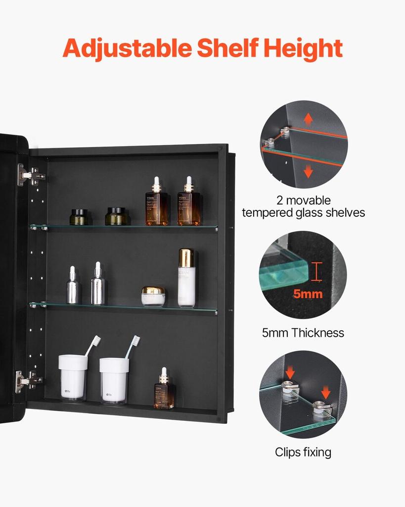 Medizinschrank 24" x 30" Spiegelschrank Verstellbare Regale