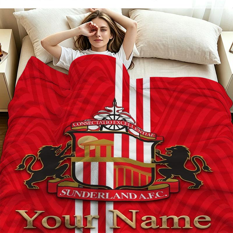 1PC Sunderland A.F Custom Name Patterned Flannel Blanket Suitable For All Seasons for Home Decor Warmth and Comfort Gifts Holiday Present