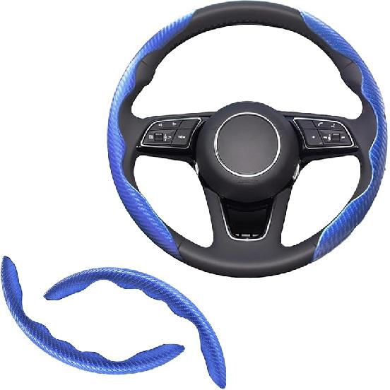2Pcs Universal Fit Carbon Fiber Steering Wheel Cover, Anti-Skid Steering Wheel Cover/Segmented Steering Wheel Protector/Car Interior Accessories