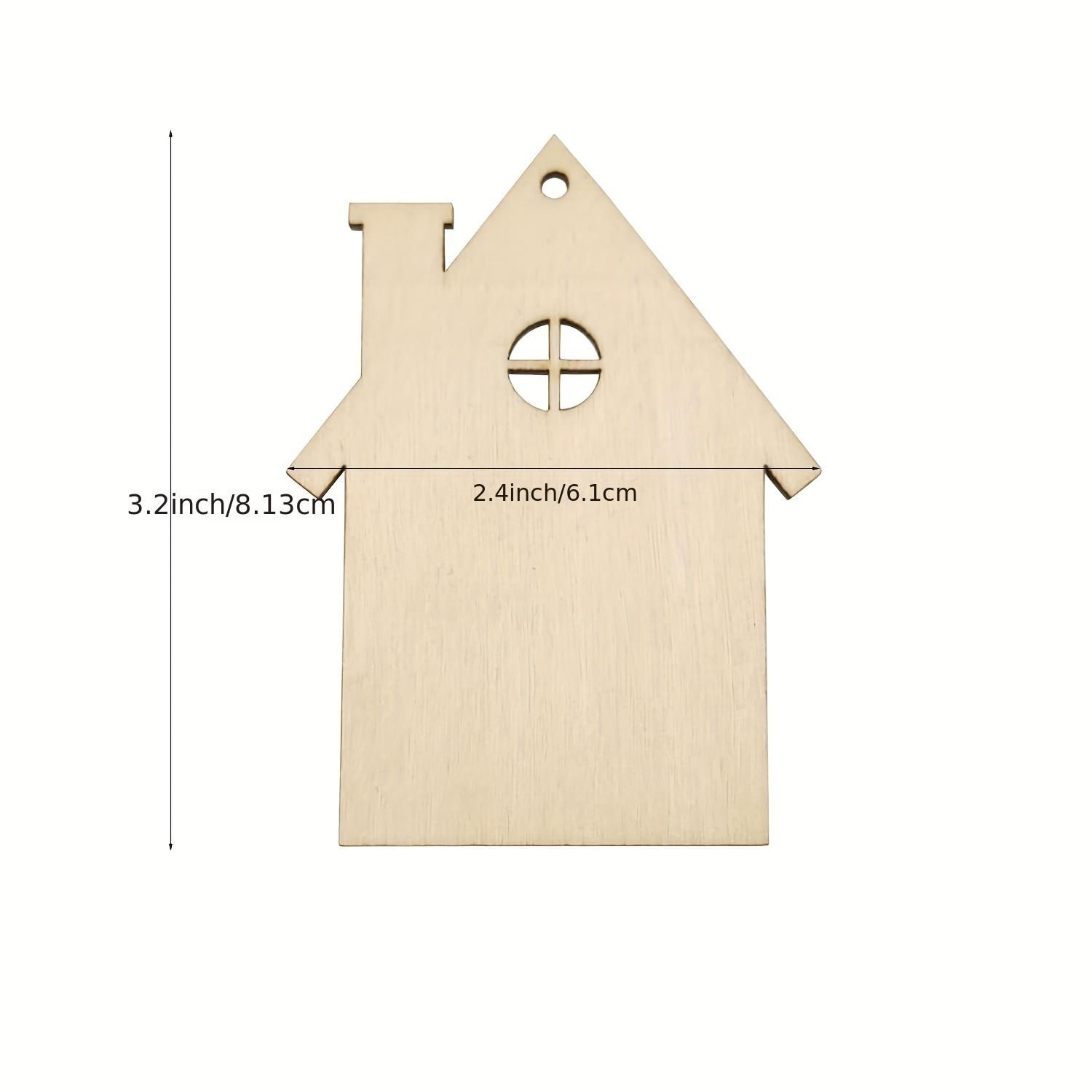 

10 шт., деревянные вырезанные украшения для дома, маленькие поделки из деревянного дома, подвесные украшения в форме деревянного дома для свадьбы, дня рождения, Рождества