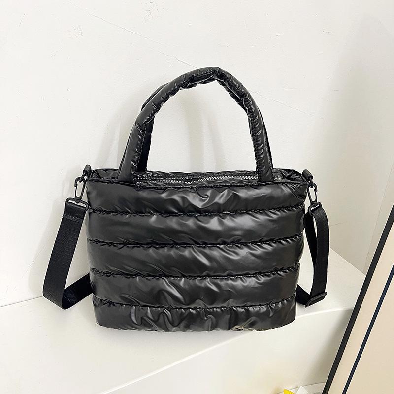 Laminated Winter Tote Bag: Stylish Lightweight Crossbody & Shoulder Women's Down Coat Bag