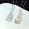 Love Square Necklace Female, Light Luxury Versatile High Sense Of Gradual Change Fritillary Pendant Collarbone Chain