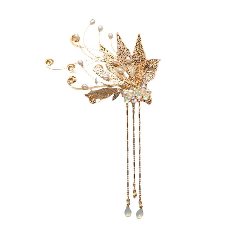 

Light Luxury Women s Hair Clip Tassel Edge Clip For Meatball Head Updo Plait Exquisite Elegant Metal Jewelry Hair Accessories золотий