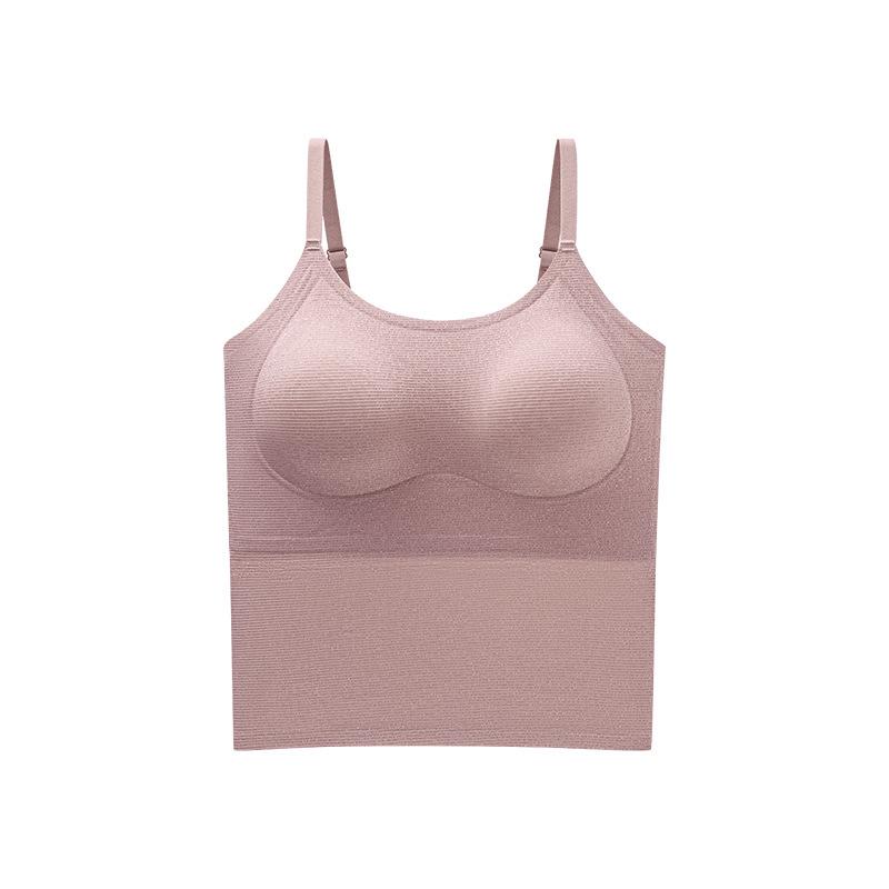 

Women s Plus Size Seamless Glitter Ice Silk Camisole with Chest Pads - Stylish Back Design for Layering or Solo Wear L (110-130 jin)