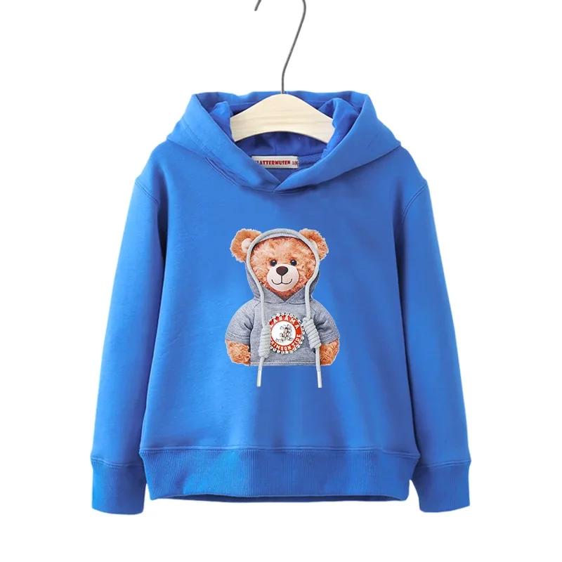 Herbst Winter Langarm Teddybär Print Kinder Hoodie Kinder Mädchen Jungen Cartoon Street Casual Hip-Hop Sweatshirts Pullover Oberteil