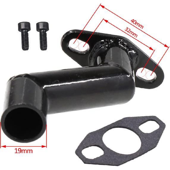 JRL 32Mm-40Mm Black Offset Intake Manifold And Gasket For 49Cc 66Cc 80Cc Motorized Bike Motorised Bicycle (Black)