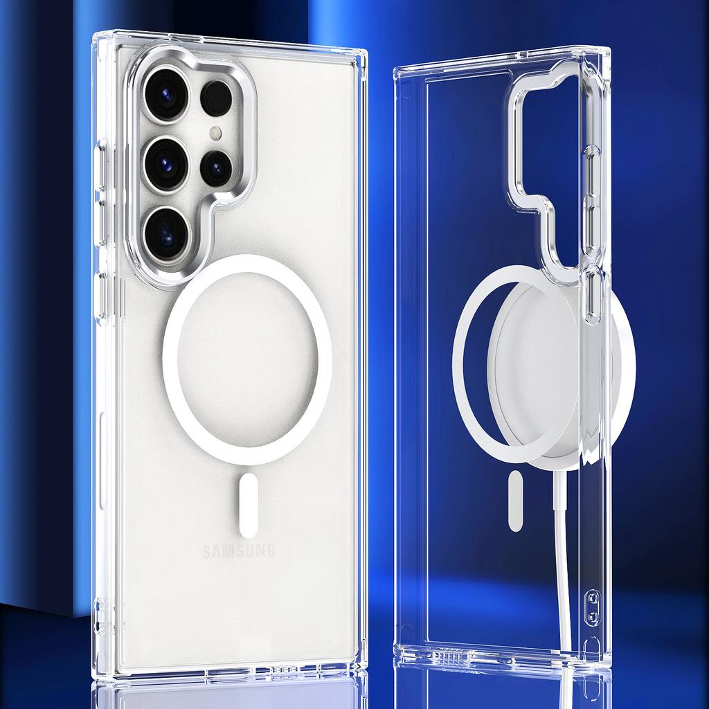 Gäller för Samsung S26Ultra ljus magnetisk mobilskal S25Ultra genomskinligt S24Ultra stötsäkert skyddsskal