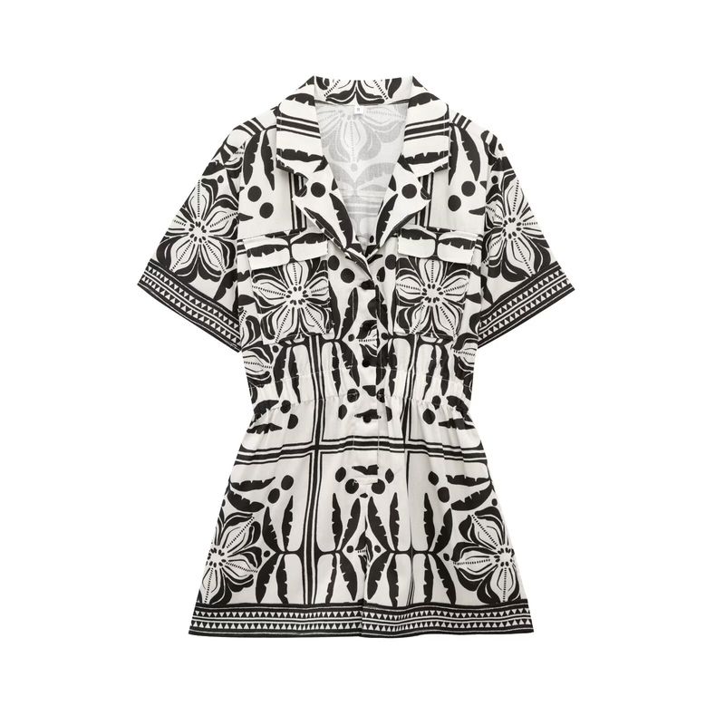 

Kaslead Новое поступление Женская одежда Модный стиль Модная тканая кубинский воротник Цельный шорты 1282074 Picture Color L