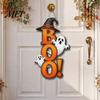 Decorative Hanging Sign Halloween Boo Ghost Sign, Wooden Door Hanger Cute Retro Decor Witch Hat for Front Wall Festival Celebration