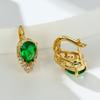 New drop-shaped emerald zircon plated champagne gold ear buckle wedding earrings women's jewelry