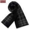 Men's Pure Gray Plaid Wool Blend Winter Scarf - Thick and Warm