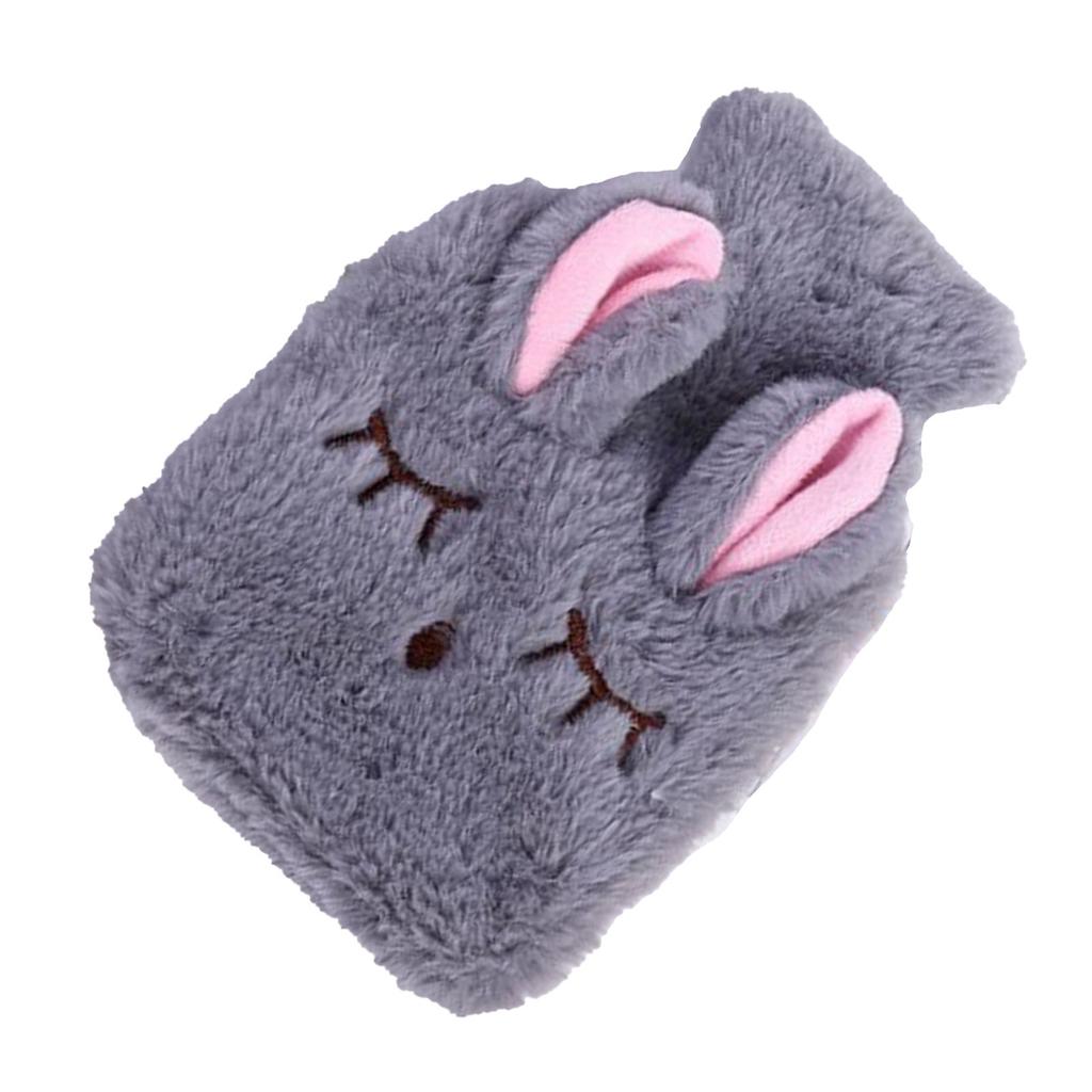 Hot Water Bottle Explosion Proof Prevent Scald Detachable Rabbit Pattern Plush Cover Hot Water Bag