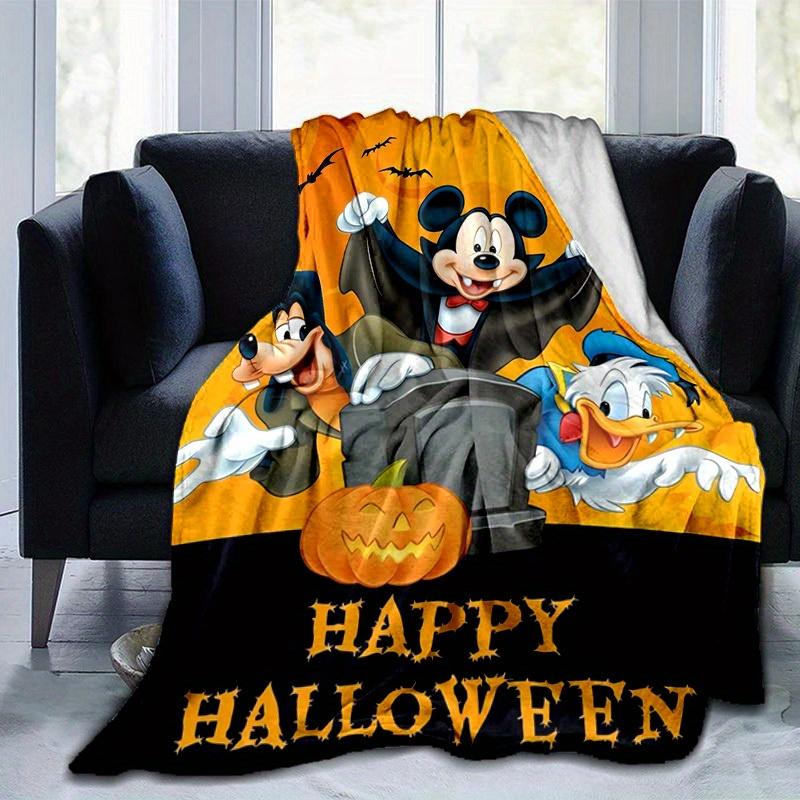 1pc,Halloween Mickey Mouse Throw Blanket Home Decor, Couch, Outdoor Use, Gifts, Flannel Blankets, Bedroom, Living Room, Travel