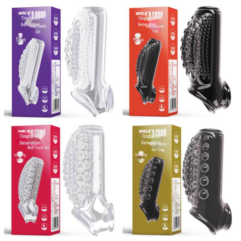 Se Niuniu Krokodýl Titan Resistance Ring Zámek na vlčí zuby Essence Sada sexuálních hraček.