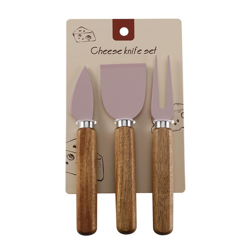 Käse- & Steakmesser-Set mit Griff aus Akazienholz und Antihaft-Edelstahlklinge