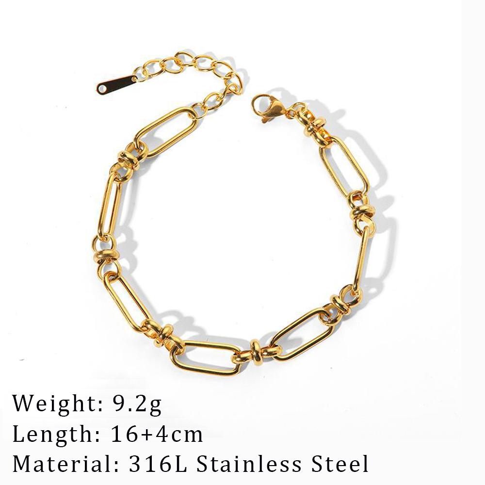 2024 Neues breites klobiges verdrehtes Armband für Damen Goldfarbe Edelstahl Gliederkette Kubische Kette Armreif Geschenk
