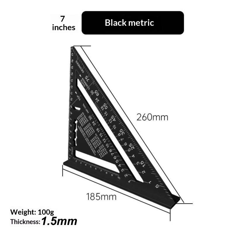 Aluminum Alloy Triangle Ruler High Precision Clear Scales 1Pcs Lightweight Portable Gauge for Engineer Woodworking Projects