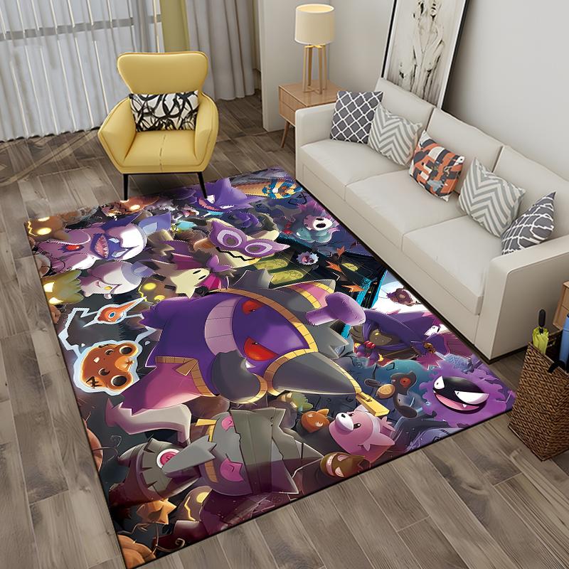 1PC Japanese Anime Pokemen Gengar Area Rug,Carpet for Home Living Room Bedroom Sofa Doormat Kitchen Decor,Non-slip Floor Mat