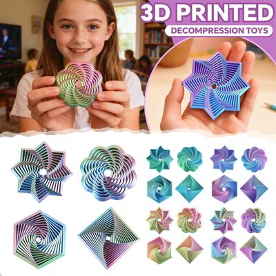 3d Printed Stress-Relieving Toy Set: Octagonal Star, Hexagonal  Flower, Square Radish Tower Figure-Piece