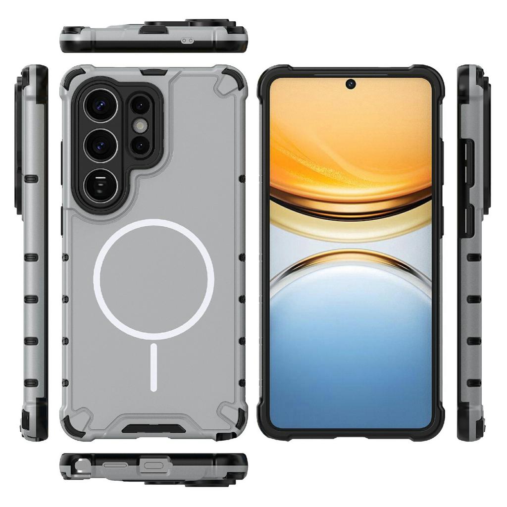 For Samsung Galaxy S26 Ultra Magnetic Case Corrugated Texture Heat Dissipation TPU + PC Phone Back Cover