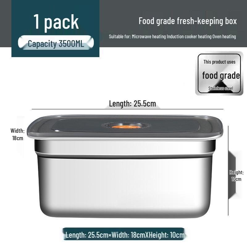 Stainless Steel Food Storage Box with Lid - Square Tray Lunch Container for Office Workers