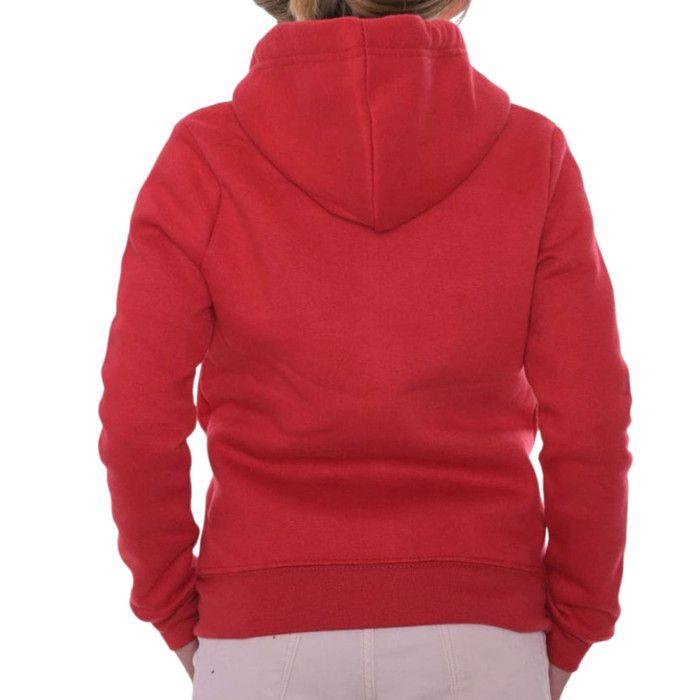 Sweat zippé enfant mixte à capuche rouge, coton et polyester 3 à 14 ans - - Rouge
