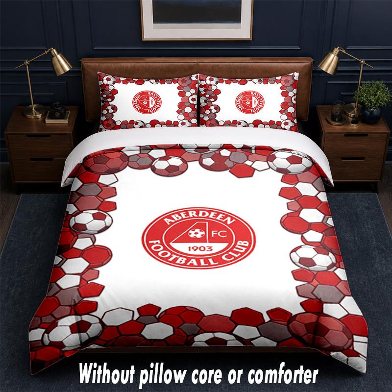 Set Biancheria da Letto Design Aberdeen FC 1 Copripiumino + 2 Federe Morbido Traspirante Biancheria da Letto per la Casa