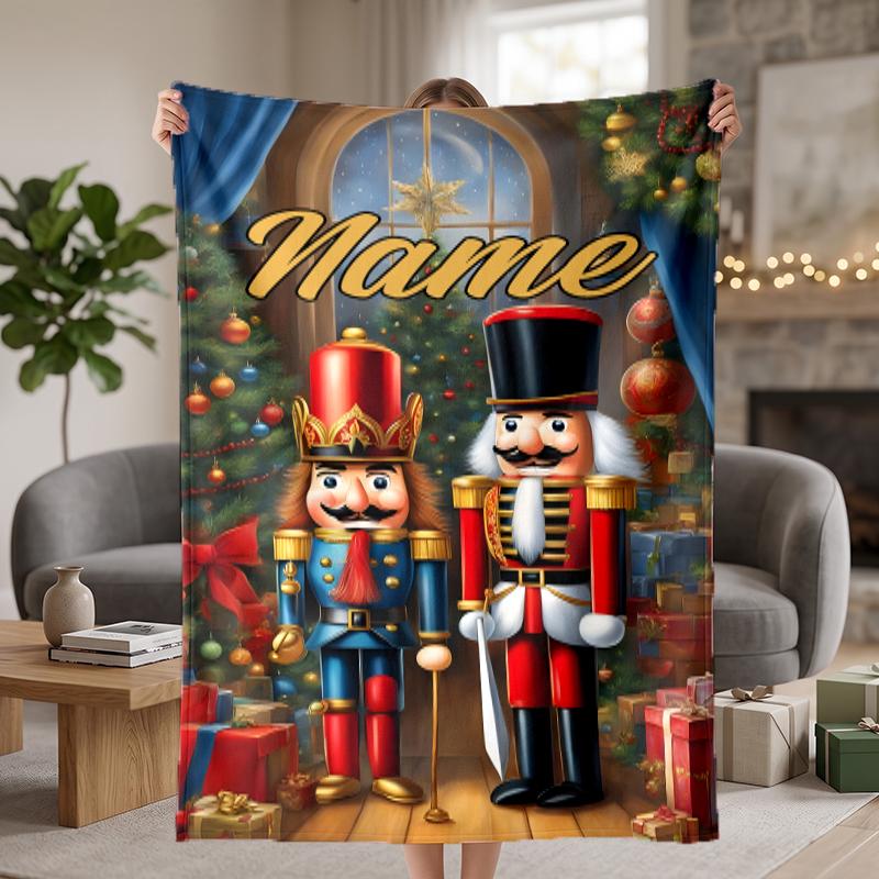 Nutcracker Custom Flannel Blankets Soft Warm Cozy Throws for Home Decor Holiday Gifts