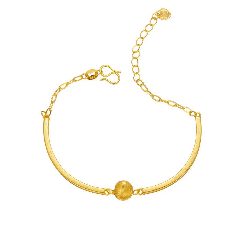 Elegant Cat's Eye Transfer Bead Half-Bangle Bracelet for Women, Vietnamese Sand Gold, Niche, Exquisite Light Luxury Jewelry.