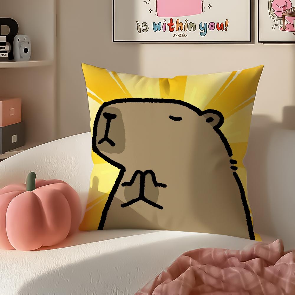 Chill Cute Adorable Art Cartoon CCapybara Cushion Cover Pillowcase Short Plush Invisible zipper Room Sofa Cushion Cover
