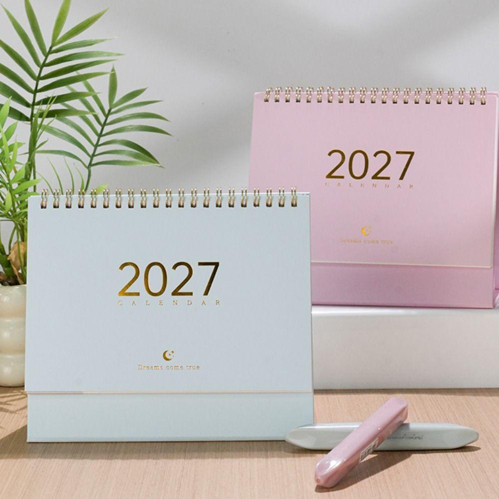 Paper 2027 Desk Calendar Spiral Binding Flip Calendar Durable Academic Planner Office Desk