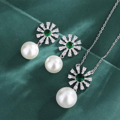 New Emerald Pearl Pendant, Purple Gemstone Earrings, Australian Fritillary Pearl Necklace Inlaid with Gemstones, Pearl Stud Earrings.