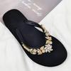 Fashion Slippers Women Glitter Flip Flops Summer 2025 Fashion Outdoor Rhinestone Chain Wedge Beach Slippers Jelly Hawaiian Flat Sandals