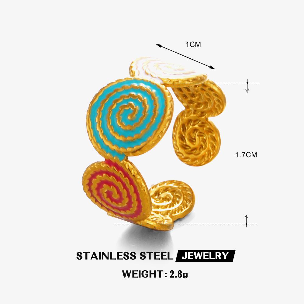 316L Edelstahl Emaillierter Blumenblattring für Damen Farbige Tropfglasur Serie Wasserfeste Ringe Luxuriöser Schmuck Geschenk
