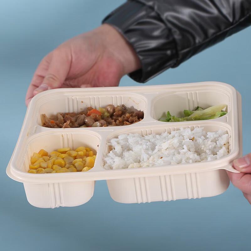 Biodegradable 4-Compartment Takeaway Lunch Boxes (50 Sets)