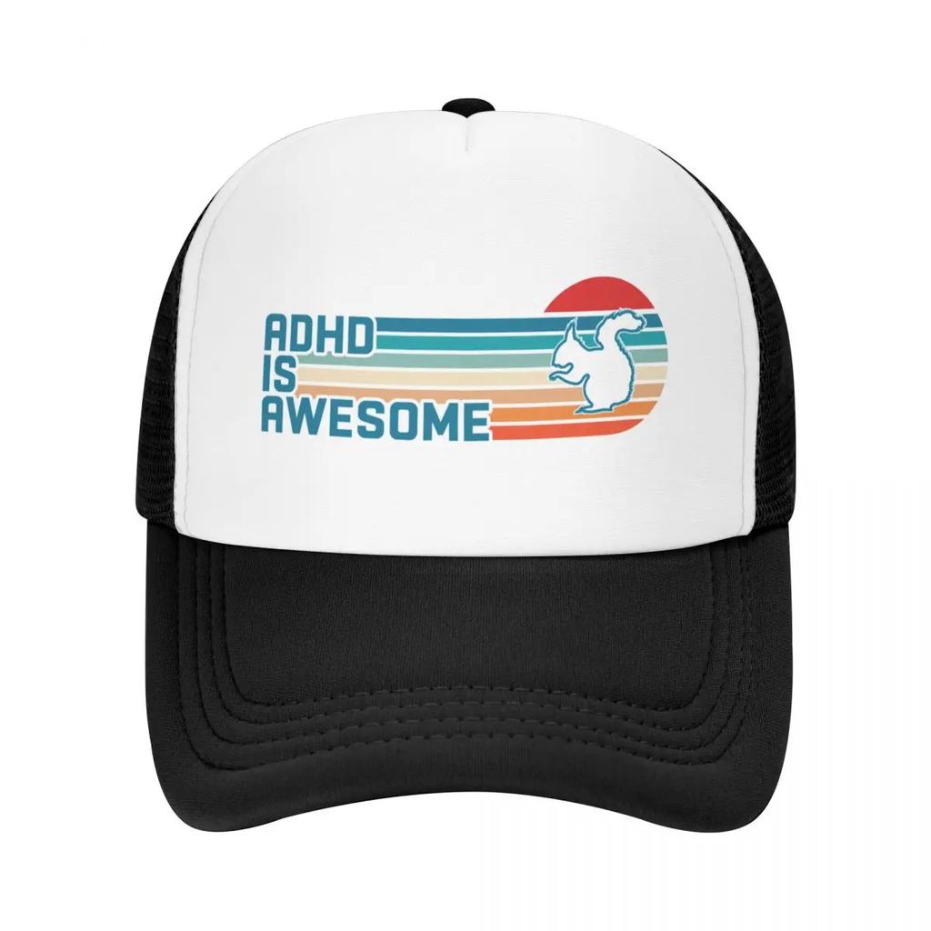 ADHD is awesome Cute Squirrel Attention Deficit Hyperactivity Disorder Vintage Baseball Cap beach hat Unisexs Caps Womens