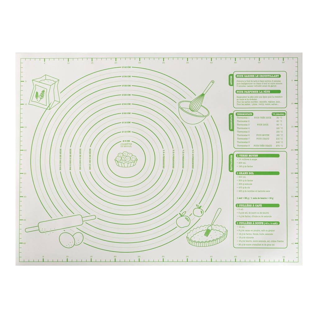 Silicone Baking Mat Non-Slip Reusable Pastry Rolling Mat with Measurement Guide, Heat Resistant Dough Kneading Pad for Baking, Pizza, Bread & Fondant