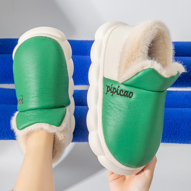 Cotton slippers men's autumn and winter indoor home bag and thick-soled outer wear warm confinement plush cotton shoes customization