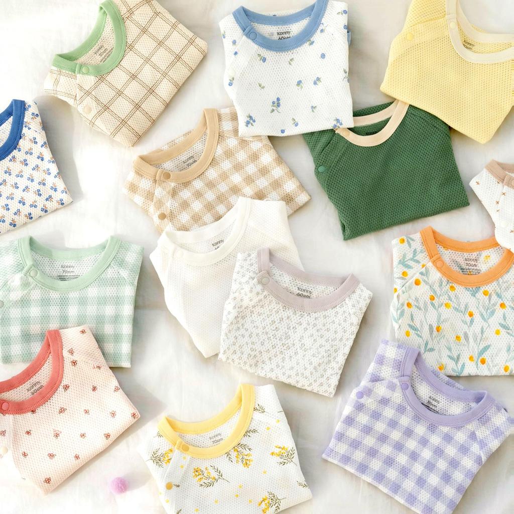 Konny Newborn Cotton Mesh Bodysuit, No Heat Rash Worries, Comfortable and Breathable Summer Coverall, Suitable for Sensitive Skin! 100% Cotton, Soft M