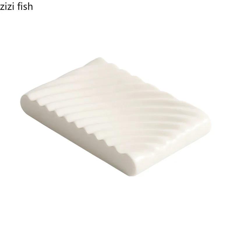 White Double-layer Ceramic Dinner Plate Irregular Texture Dessert Plate Dim Sum Plate Sushi Dish Restaurant Specialty Tableware