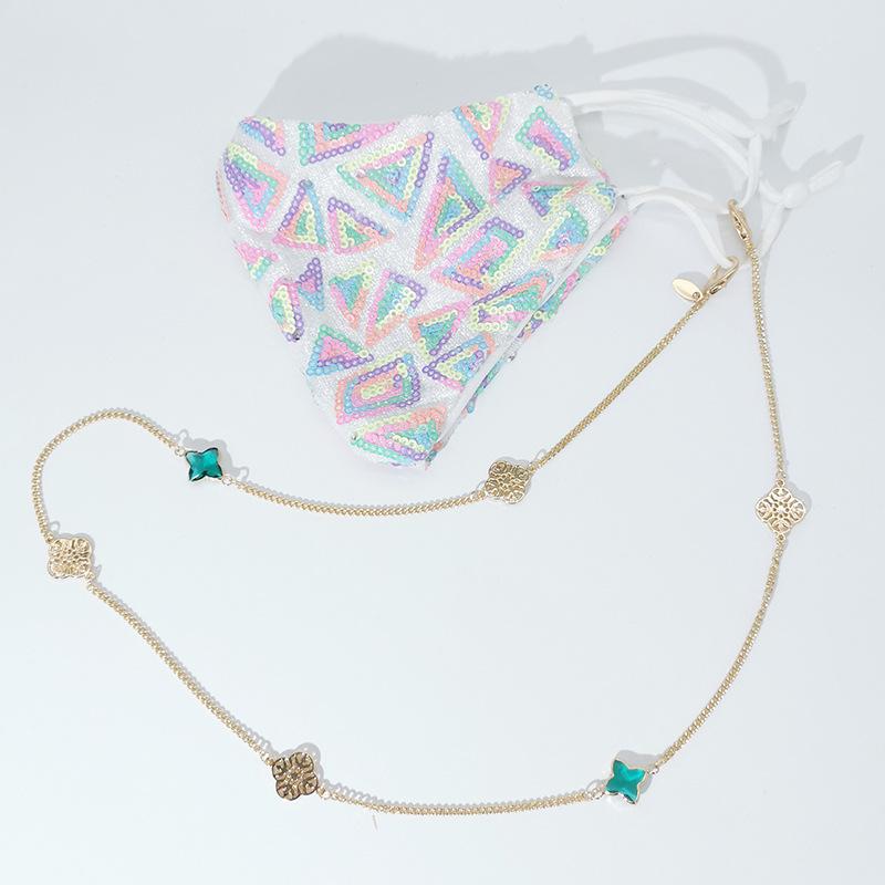 Retro Gothic Sunglasses Mask Lanyard Fashion Color Four-leaf Clover Non-slip Reading Glasses Chain New Jewelry for