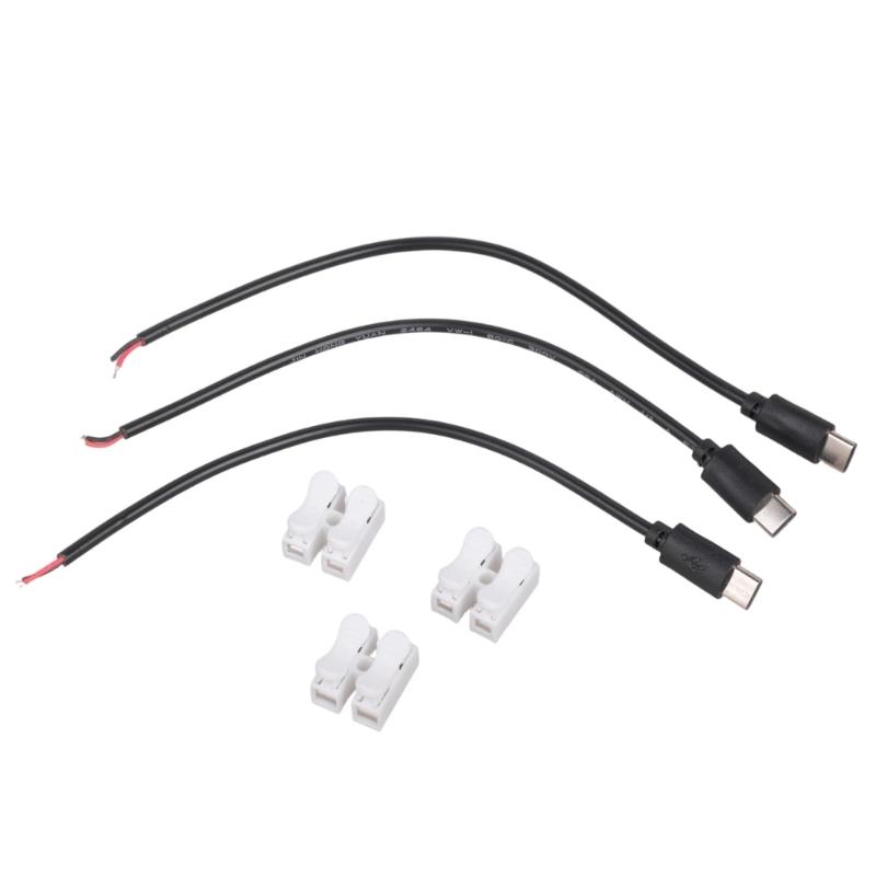 USB C Pigtail Cable 5V USB Type C Male Plug to 2 Pin Bare Wire Extension Power Cable for USB C Equipment Replacement